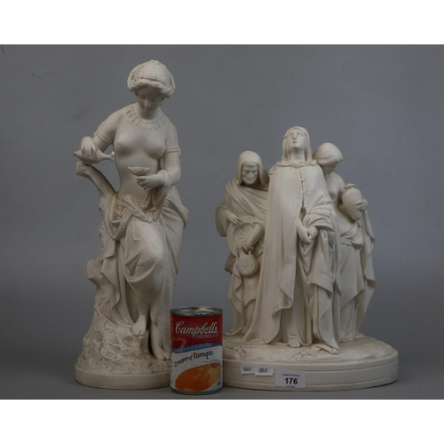 176 - 2 Parian ware figurines - Approx Height of tallest 43cm