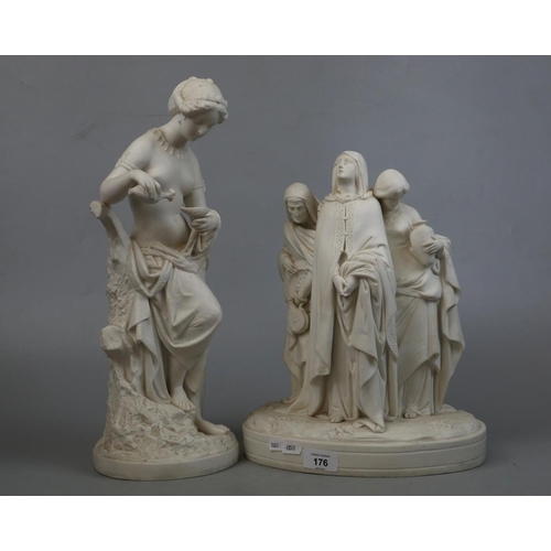 176 - 2 Parian ware figurines - Approx Height of tallest 43cm