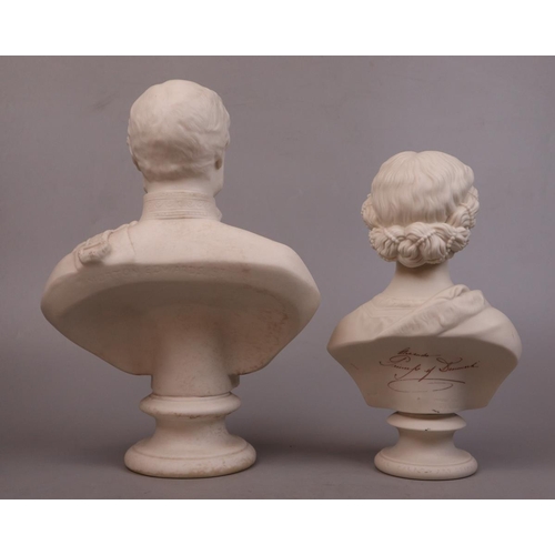 178 - 2 Parian ware busts - Alexandra Princess of Denmark together with Prince Albert - Approx H38cm