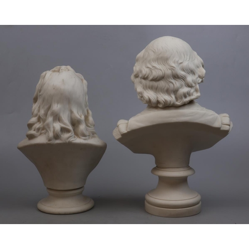 181 - 2 Parian ware busts - Shakespeare & Burns by Copeland & Worcester - Approx H36cm