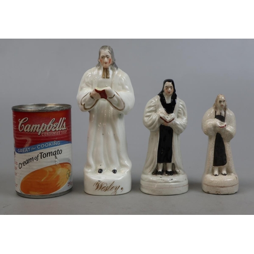 206 - 3 Antique ceramic figurines of Rev John Wesley