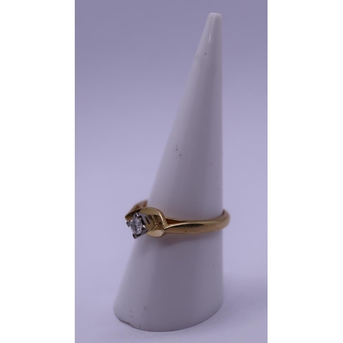 23 - 18ct gold diamond solitaire ring - size O