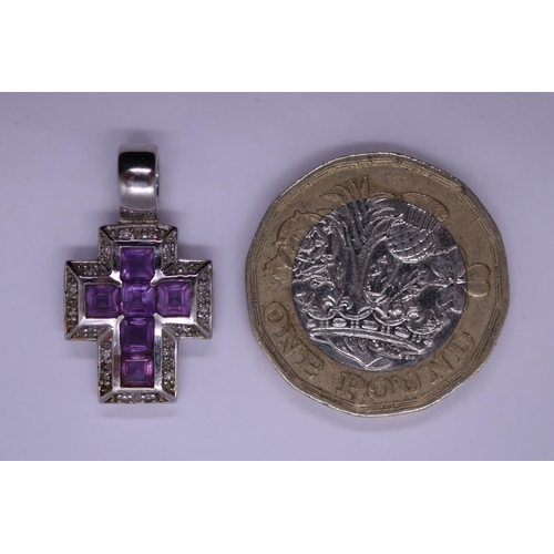 24 - White gold amethyst and diamond cross