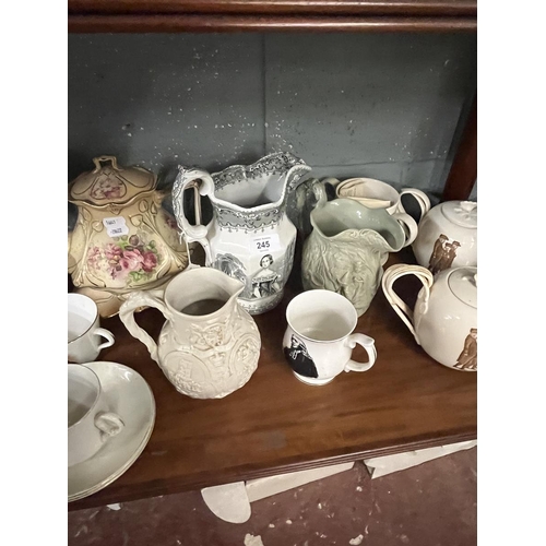 245 - Collection of jugs & teapots etc including Jenny Lind jug