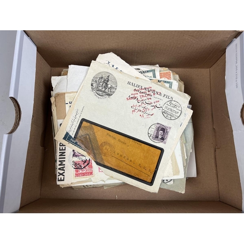 253 - Stamps - Foreign shoe box of cover fronts only ideal for postmarks or used stamps estimated 500