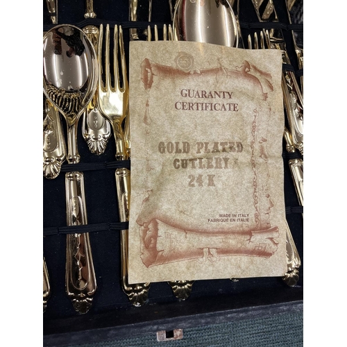 275 - Suite of Italian boxed 24ct gold plated cutlery