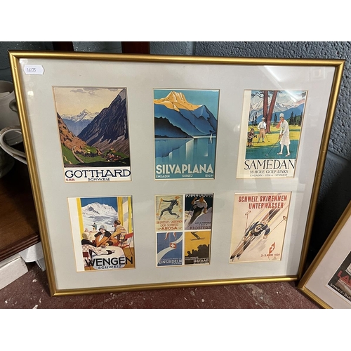 311 - 3 framed advertising postcards - travel themed