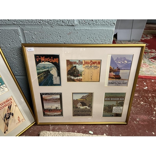 311 - 3 framed advertising postcards - travel themed