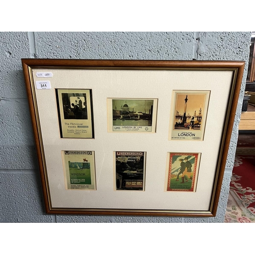 311 - 3 framed advertising postcards - travel themed