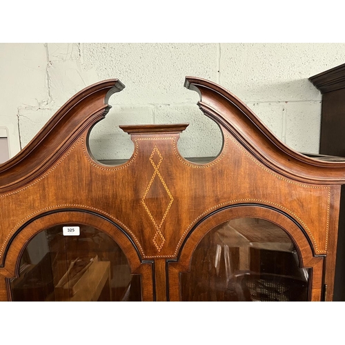 325 - Maple and Co. Edwardian mahogany inlaid glazed top bookcase - Approx W92cm D49cm H206cm