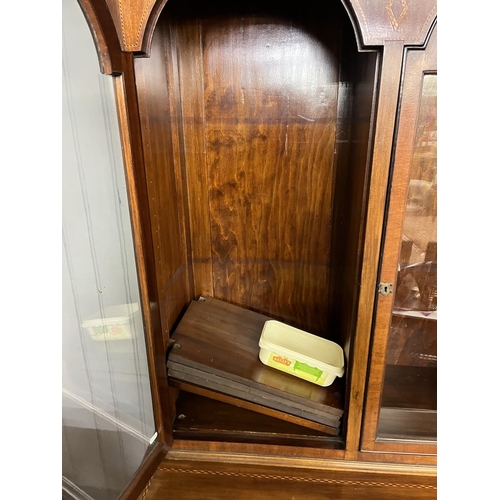 325 - Maple and Co. Edwardian mahogany inlaid glazed top bookcase - Approx W92cm D49cm H206cm