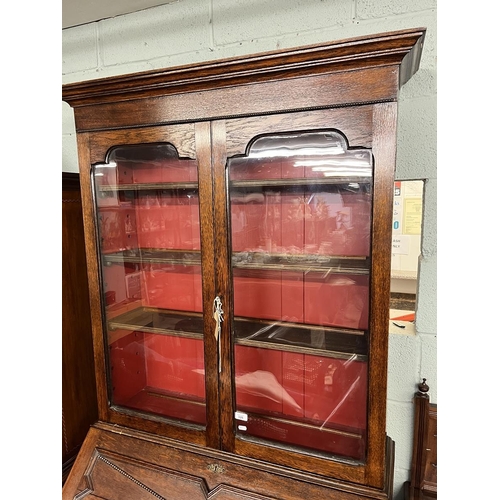 326 - Oak bureau bookcase - Approx W99cm D51cm H213cm