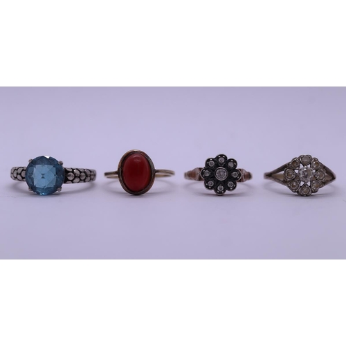 33 - 4 silver stone set rings