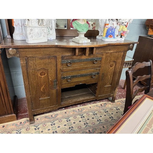 336 - Arts & Crafts dresser attributed to Shapland and Petter - Approx W152cm D57cm H208cm