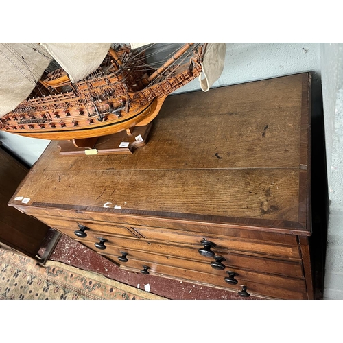 342 - Oak chest of 2 over 3 drawer with a secret drawer - Approx W: 107cm D: 52cm H: 96cm