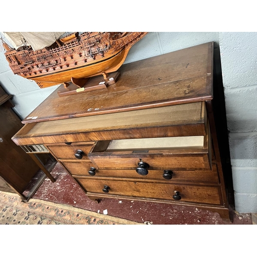 342 - Oak chest of 2 over 3 drawer with a secret drawer - Approx W: 107cm D: 52cm H: 96cm