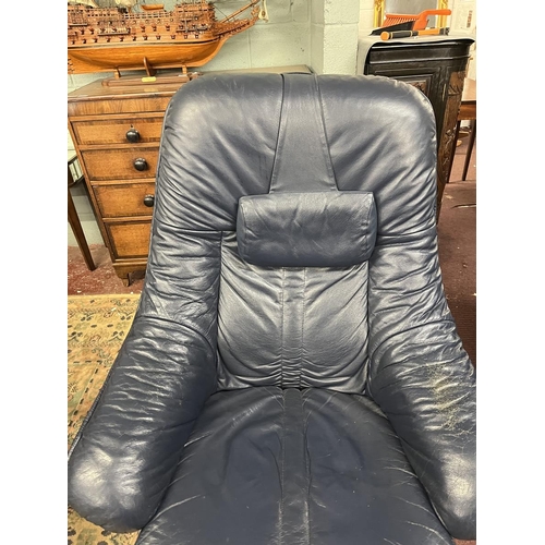 343 - Stressless blue leather armchair