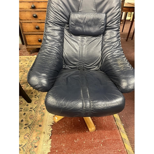 343 - Stressless blue leather armchair