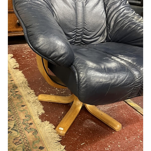 343 - Stressless blue leather armchair