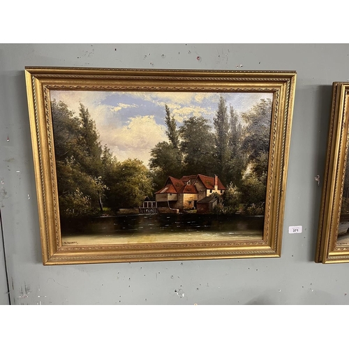 371 - Pair of oil on canvas rural scenes in matching frames signed A Gilbert- IS 54 x 39 cm