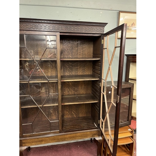 375 - Tall mahogany glazed book shelf - Approx W107cm D36cm H192cm