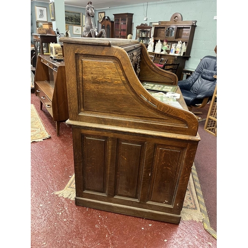 382 - Large oak roll top desk by Cutler - Approx W: 150cm D: 90cm H: 130cm