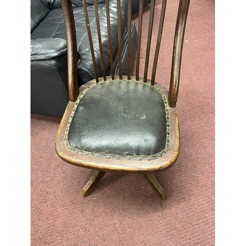 383 - Antique oak swivel chair