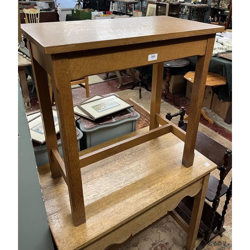 389 - Oak side table together with small oak desk