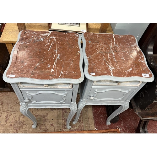 394 - Pair of marble topped bedside cabinets