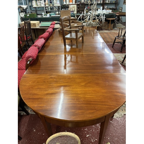 400 - Large 10 seat Edwardian mahogany D-end table - Approx size fully extended L341cm W121cm H77cm