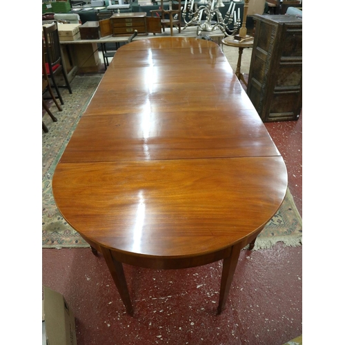 400 - Large 10 seat Edwardian mahogany D-end table - Approx size fully extended L341cm W121cm H77cm