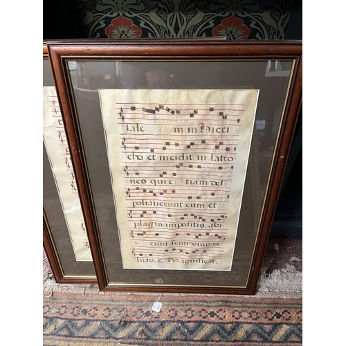 411 - Collection of framed early Antiphonal Vellum documents