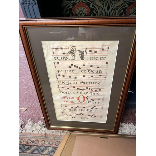 411 - Collection of framed early Antiphonal Vellum documents