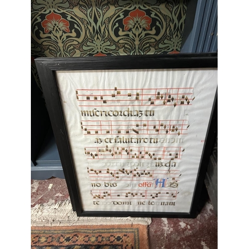 411 - Collection of framed early Antiphonal Vellum documents