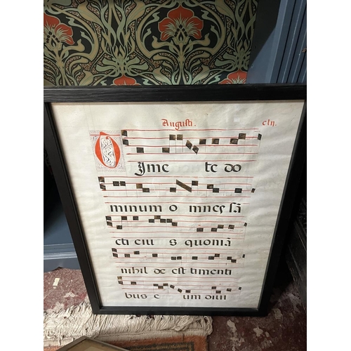 411 - Collection of framed early Antiphonal Vellum documents