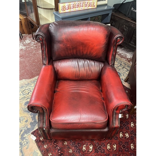 423 - Oxblood leather Thomas Lloyd armchair