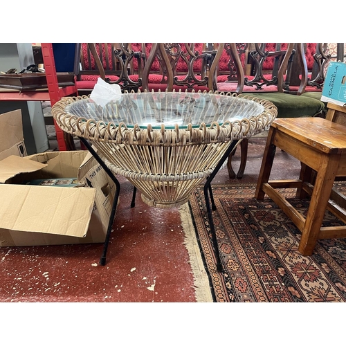 454 - Franco Albini Italian 1950s cane and glass coffee table