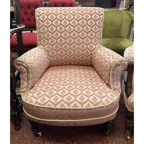 465 - 2 antique upholstered armchairs