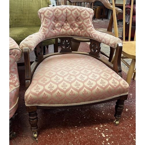 465 - 2 antique upholstered armchairs