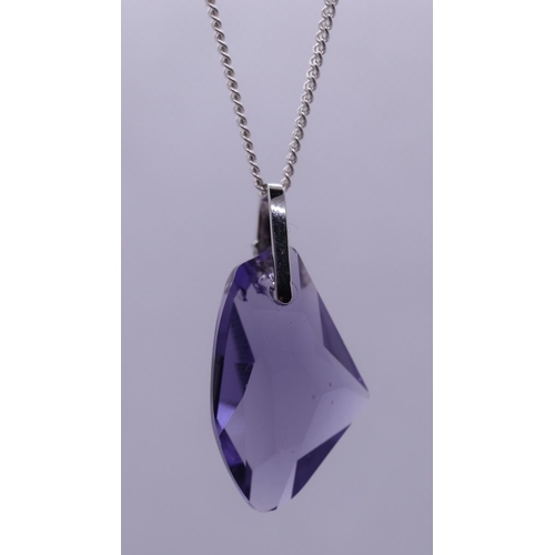 79 - Silver amethyst set pendent on silver chain