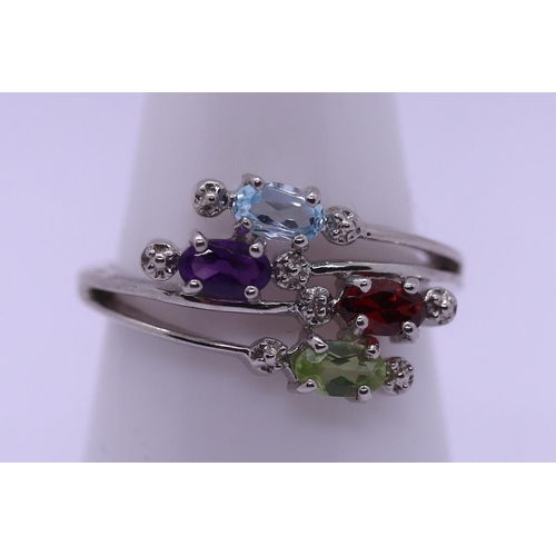 81 - Silver stone set ring - size Q