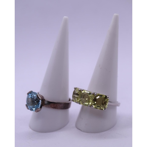 83 - 2 silver stone set rings