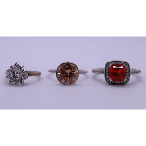 84 - 3 silver stone set rings