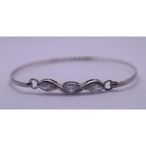 92 - 3 silver bracelets, 2 of which are set with CZ stones