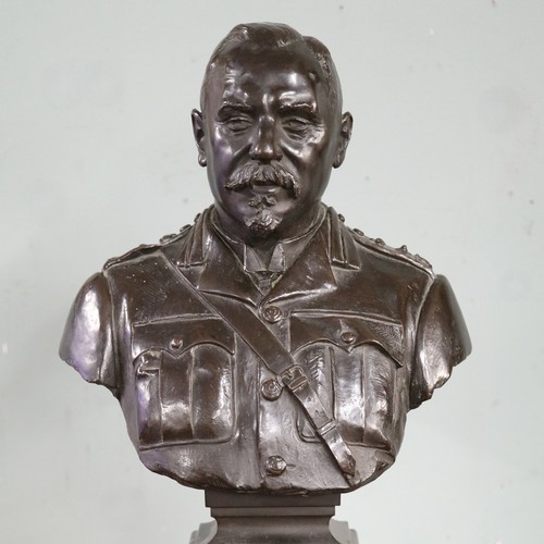 372 - Bronze bust on plinth on General Botha made in Frome by Singers Frome - Frome founders pre second wo... 