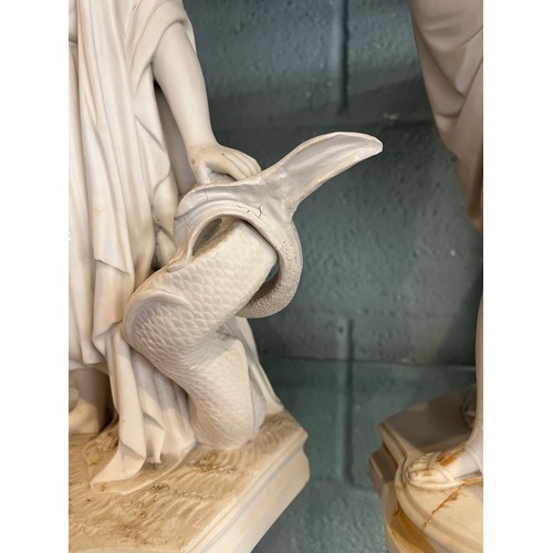 172 - 3 Parian ware figurines - Approx Height of tallest 40cm A/F