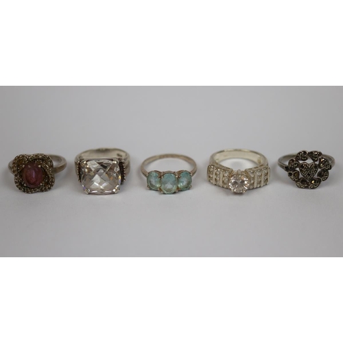 12 - 5 silver stone set rings