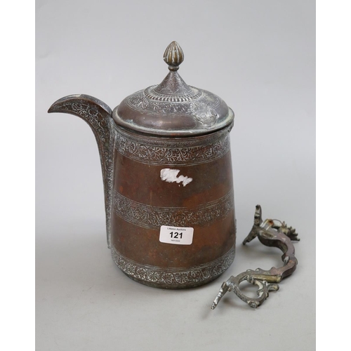 121 - Eastern copper teapot A/F - Approx H: 29cm