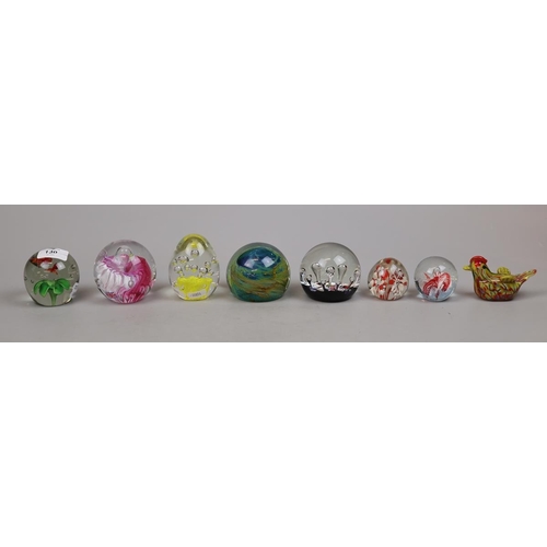 130 - Small collection of paperweights to include Murano bird