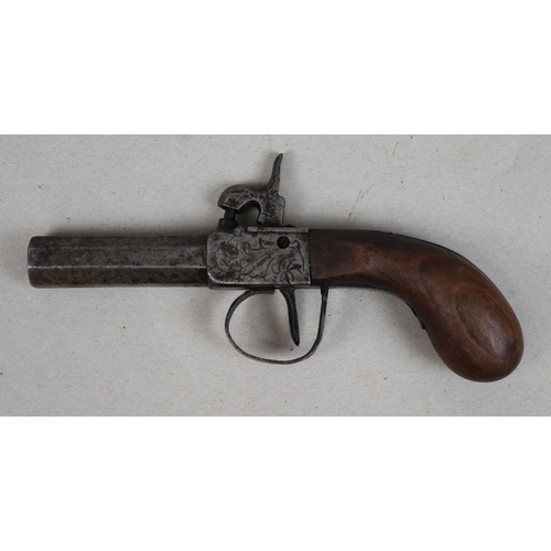 145 - French percussion pistol, proof mark from St. Etienne 1869, 13mm octagonal barrel, action holds in f... 